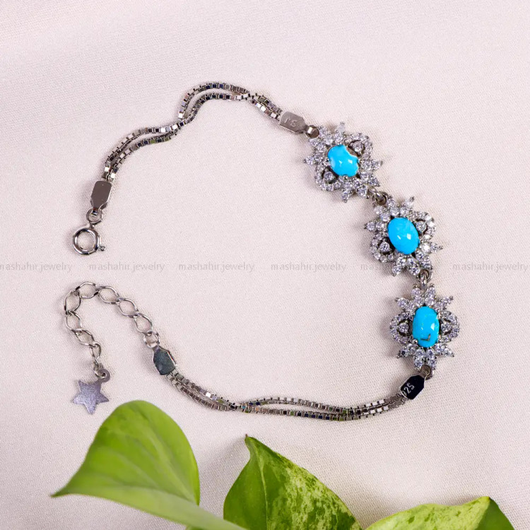 دستبند فیروزه زنانه کد 14751