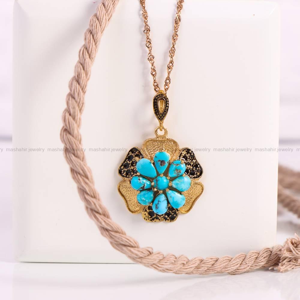 گردنبند فیروزه زنانه کد 5244