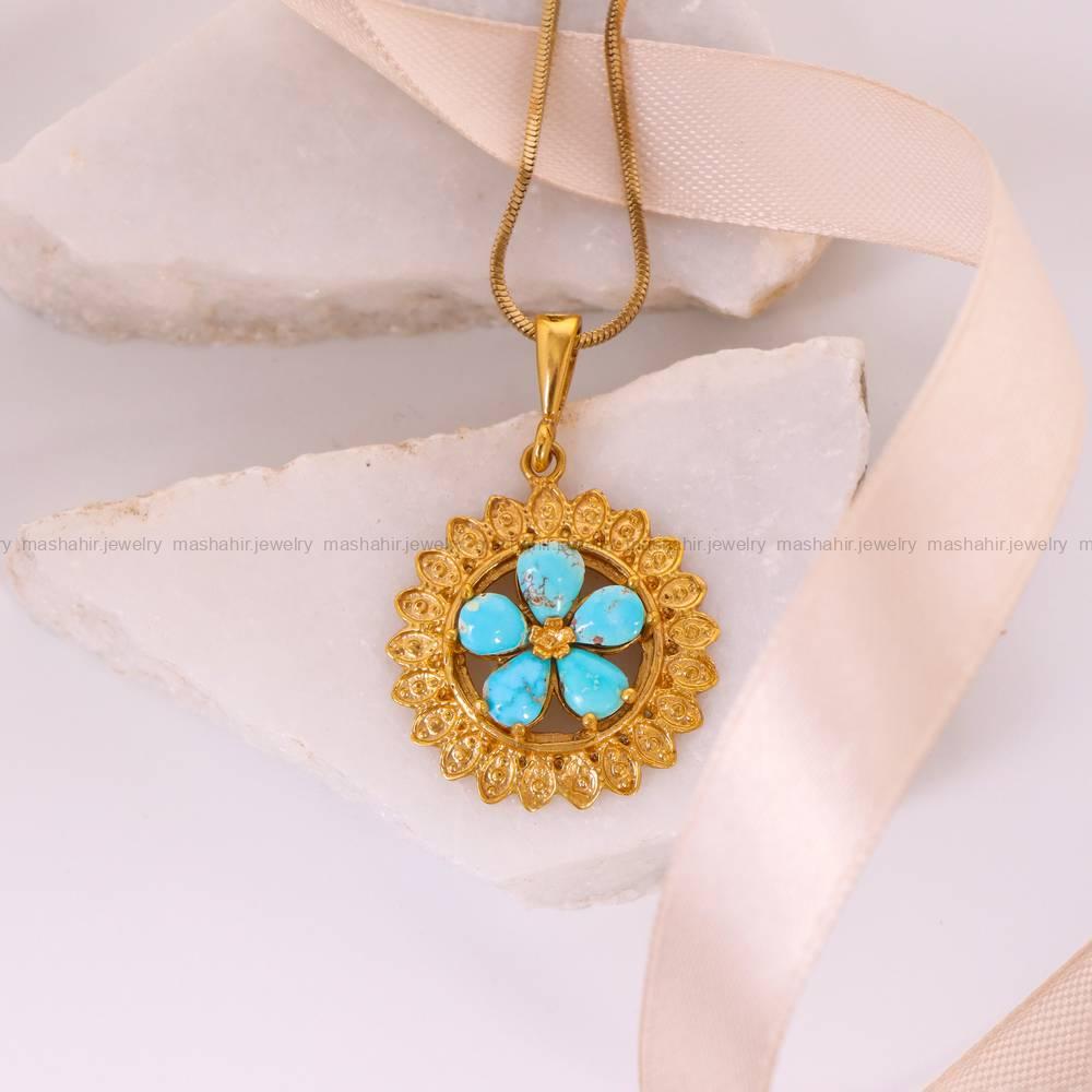 گردنبند فیروزه زنانه کد 5264