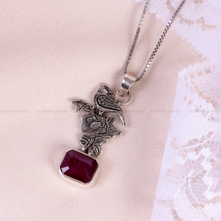 گردنبند یاقوت سرخ زنانه کد 14888