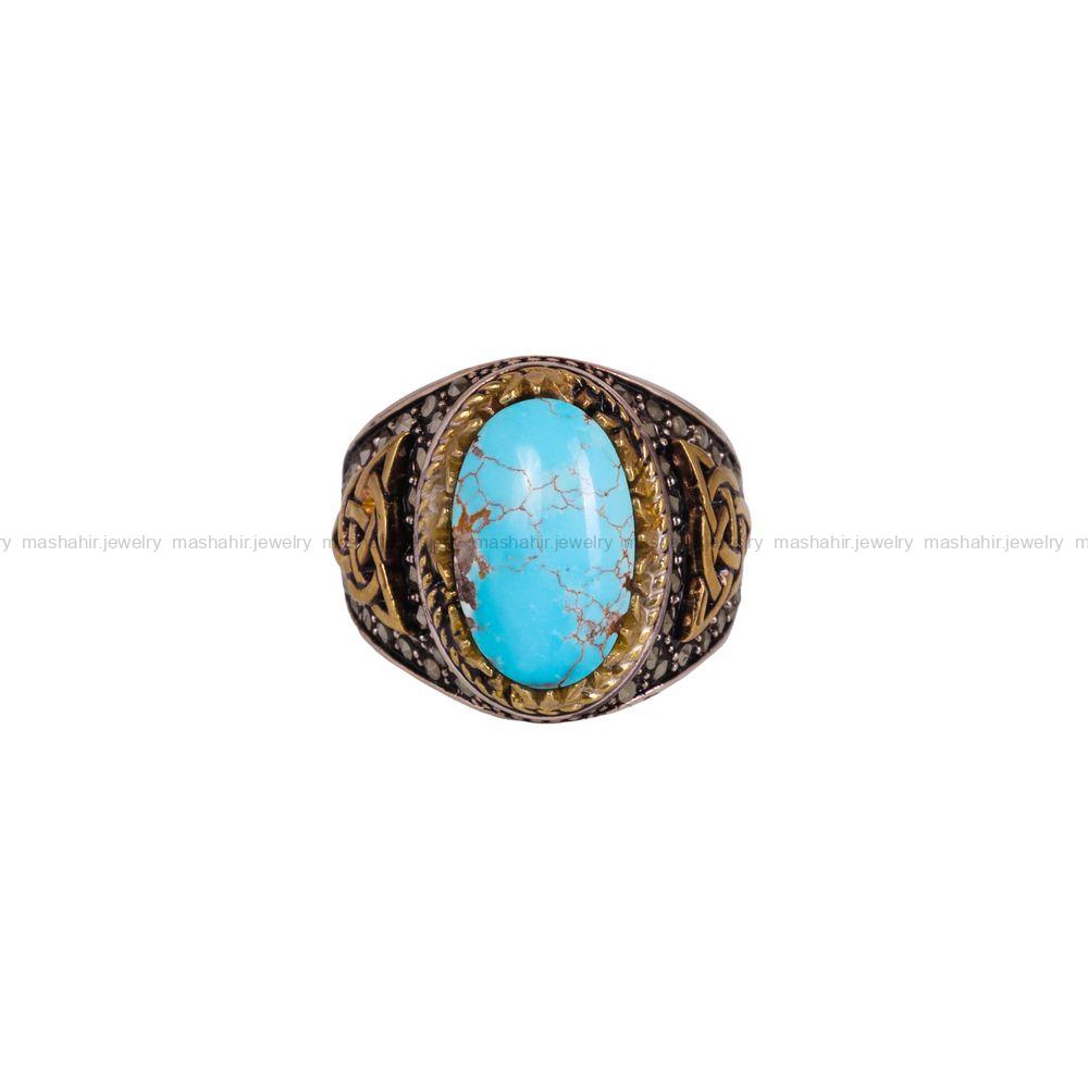 انگشتر فیروزه شجری مردانه کد 4068