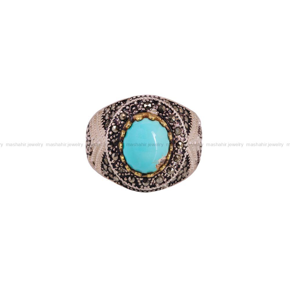 انگشتر فیروزه شجری مردانه کد 4075