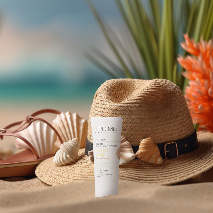 کرم ضدآفتاب رنگی پرایم مدل Acnex Beige SPF60، مناسب پوستهای چرب، حجم 40 میلیلیتر
