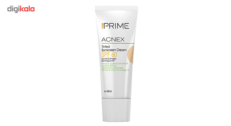 کرم ضدآفتاب رنگی پرایم مدل Acnex SPF60، مناسب پوستهای چرب، حجم 40 میلیلیتر