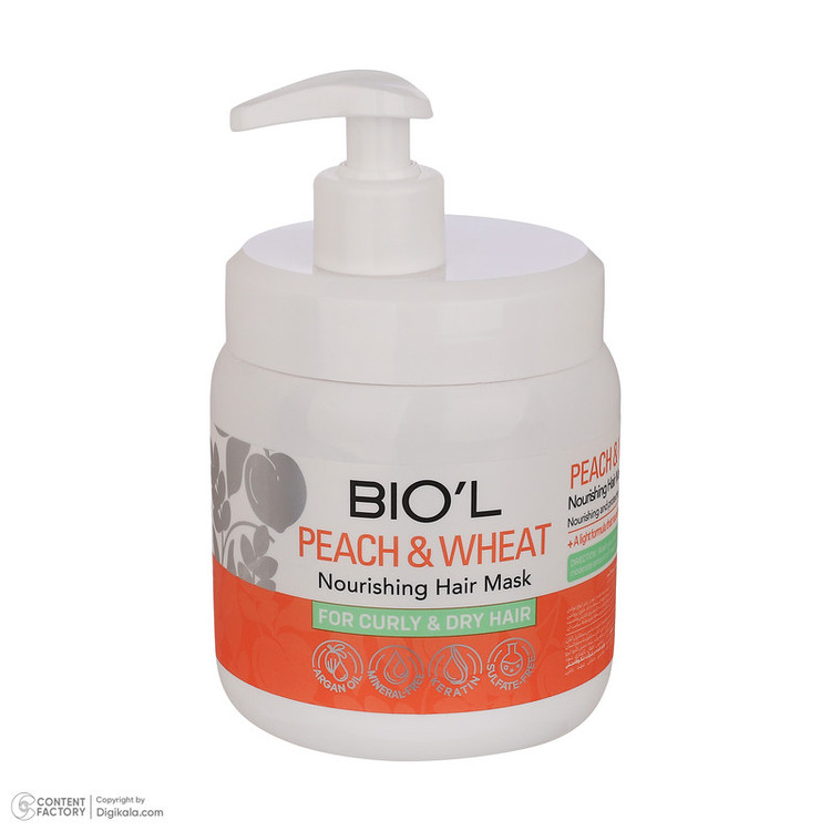 ماسک تقویت کننده مو بیول مدل Peach And Wheat مناسب برای موهای فر و خشک حجم 500 میلی لیتر