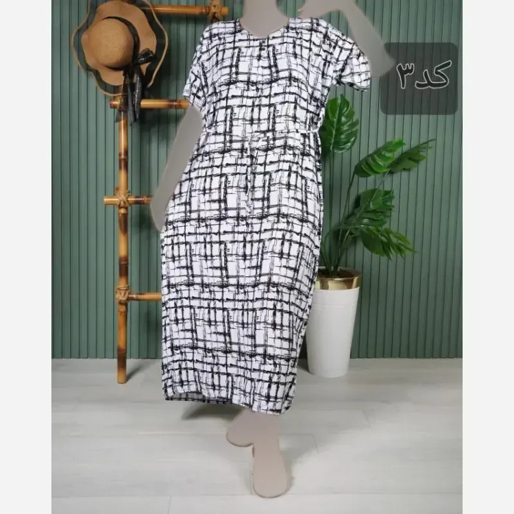 پیراهن نخی آستین کوتاه خارجی فری سایز بلند