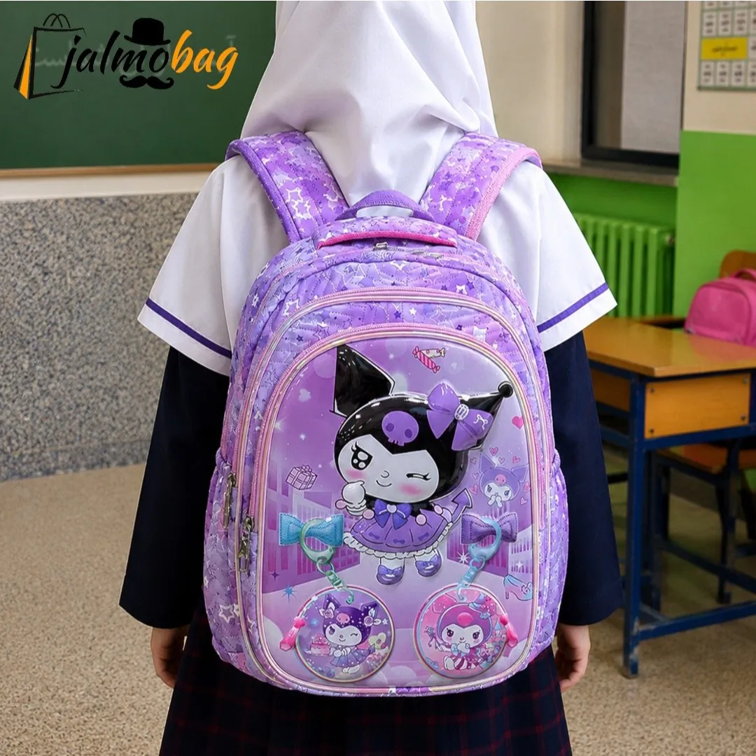 کوله پشتی دخترانه مقطع ابتدایی عکسدار نشکن ضدتعریق جادار 40x27x16 سانتیمتر