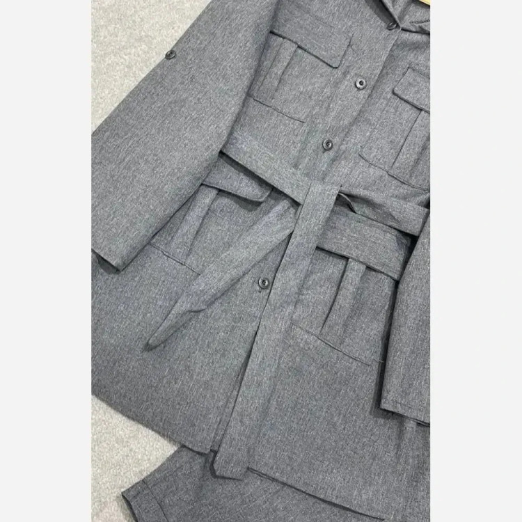 مانتو شلوار پرشین مکانیک هما رنگ مشکی و طوسی سایز فری