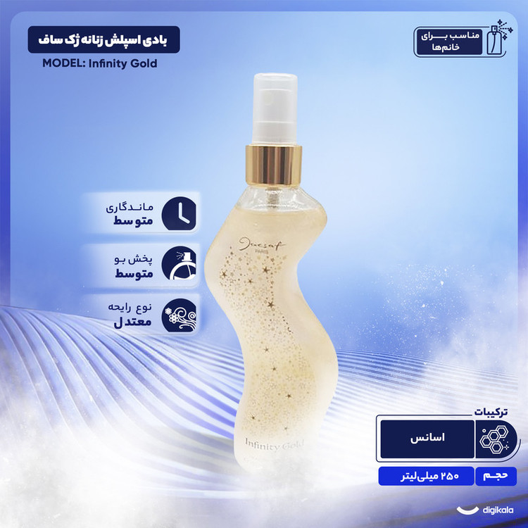 بادی اسپلش زنانه ژک ساف مدل Infinity Gold حجم 250 میلی لیتر
