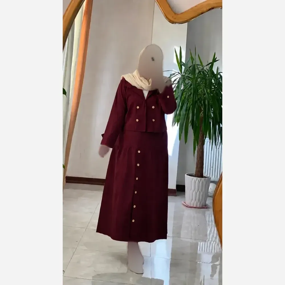 کت دامن جلو دکمه لنین اعلا فری سایز
