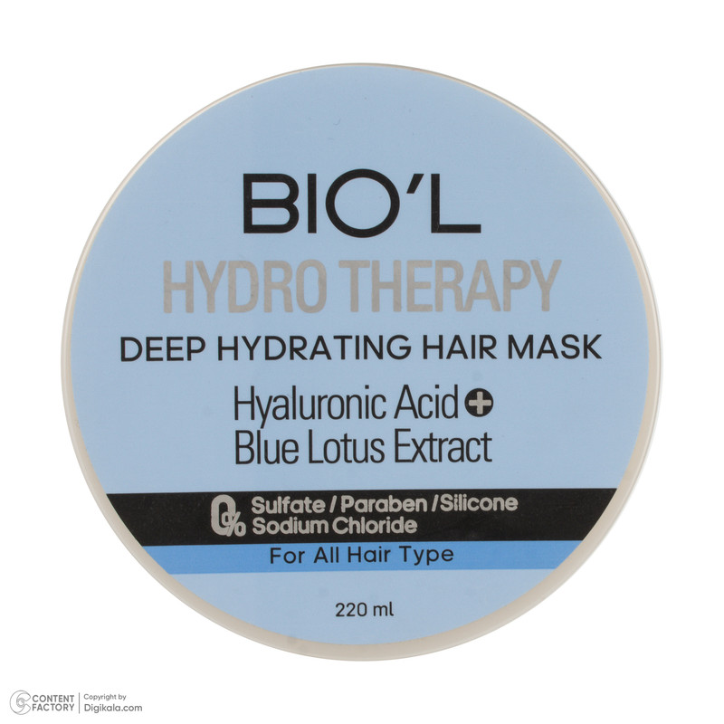 ماسک مو نرم کننده بیول مدل HYDRO THERAPY مناسب برای انواع مو حجم 220 میلی لیتر