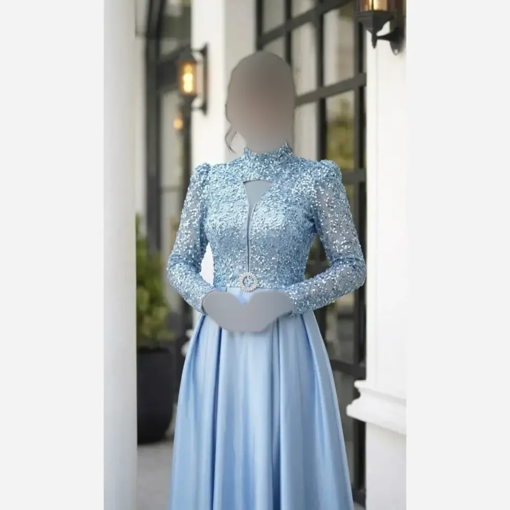 لباس مجلسی زنانه مدل سیندرلا جنس شاین و ساتن قد 150