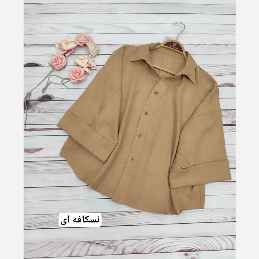 شومیز باکسی شانتون کنفی اندونزی جلو دکمه آستین پاکتی فری سایز