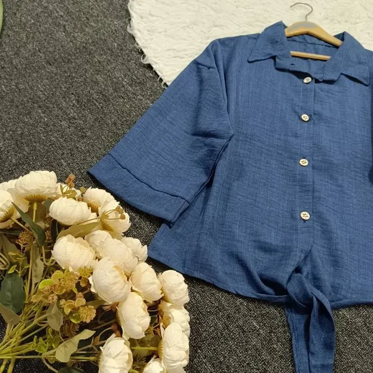 شومیز گره ای زنانه جنس سوپر شانتون درجه یک فری سایز