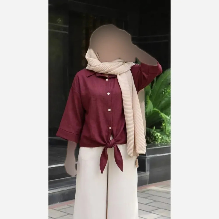 شومیز گره ای زنانه جنس سوپر شانتون درجه یک فری سایز