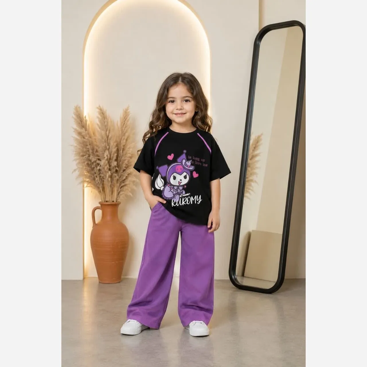 تیشرت شلوار دخترانه مدل کرومی پنبه یکرو لاکرا سایز 45 تا 60