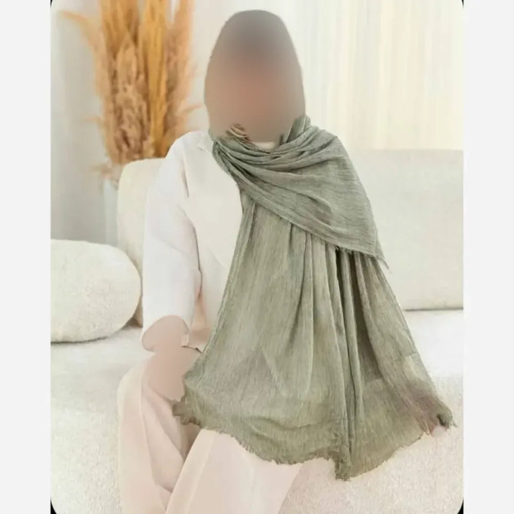 شال دور ریش پلیسه لمه دار سایز آزاد