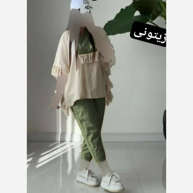 ست شومیز مانتویی و شلوار زنانه لنین نچرال و تترون بروجرد فری سایز