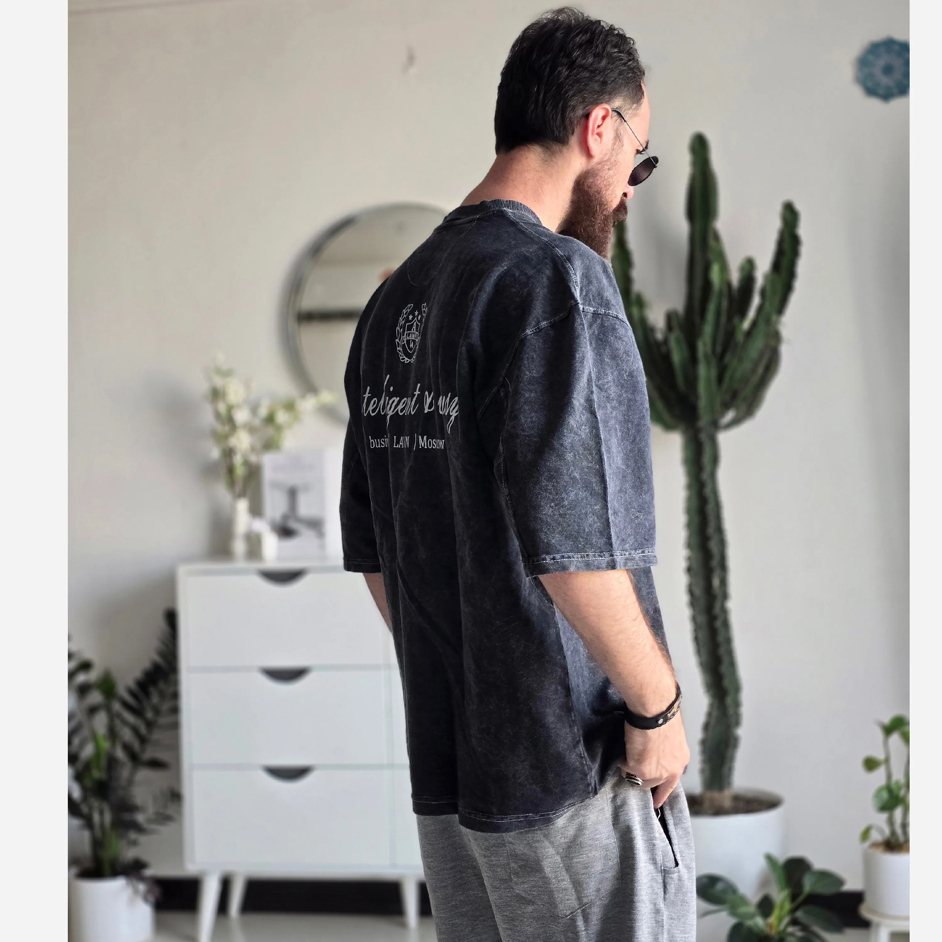 تیشرت سنگشور آستین سه ربع دورس دو نخ سایز XL تا XXXL