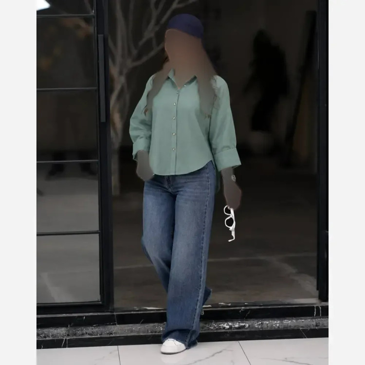 شومیز آستین پاکتی لینن مدل ثمین فری سایز