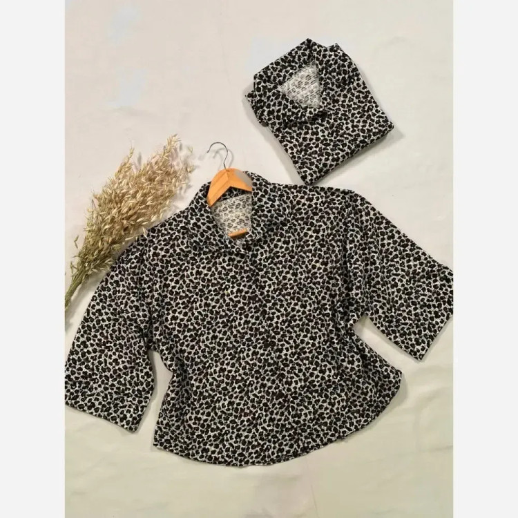 شومیز پلنگی جنس ژاکارد فری سایز