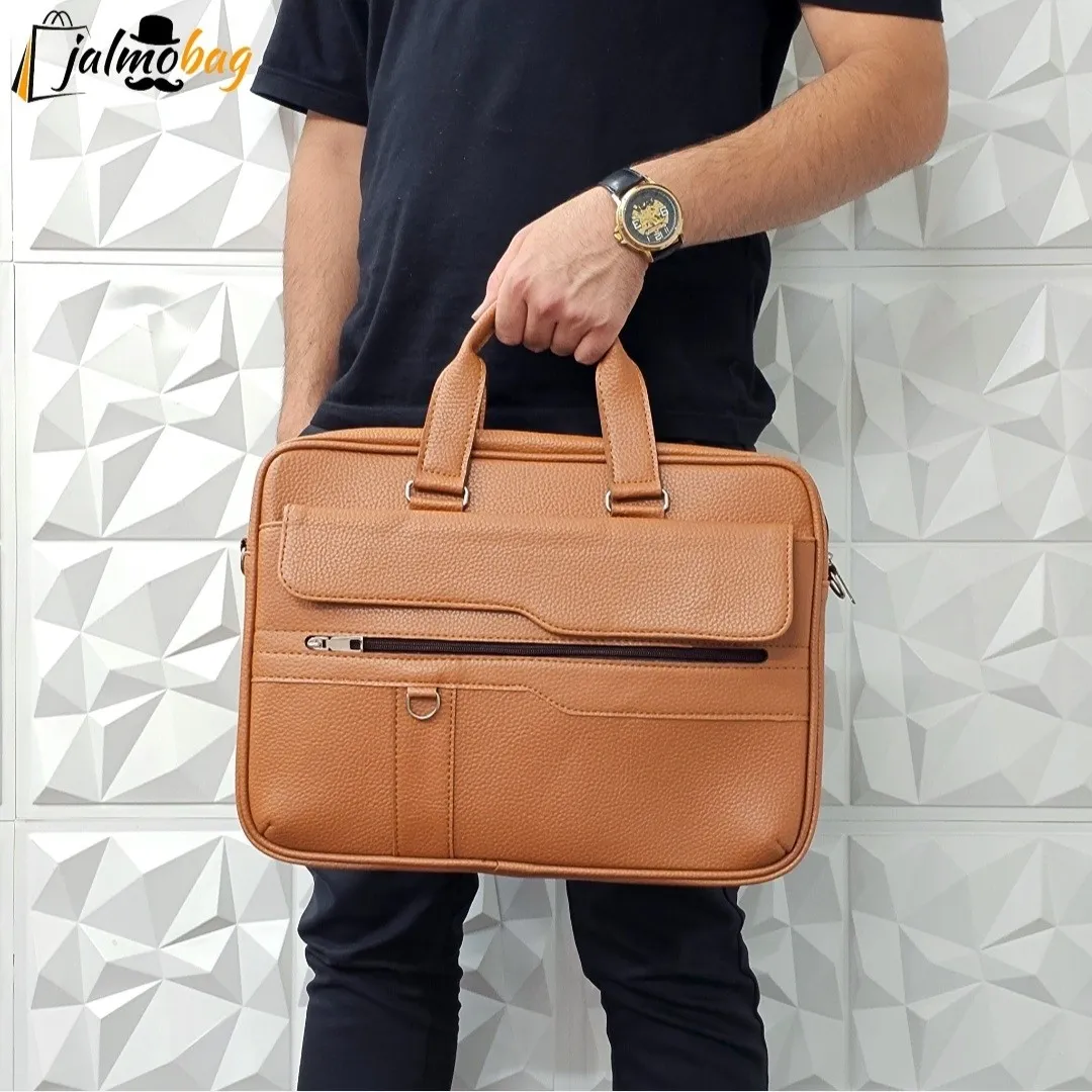 کیف اداری لپتاپی چرمی حلقه دار دو خانه دستی و دوشی