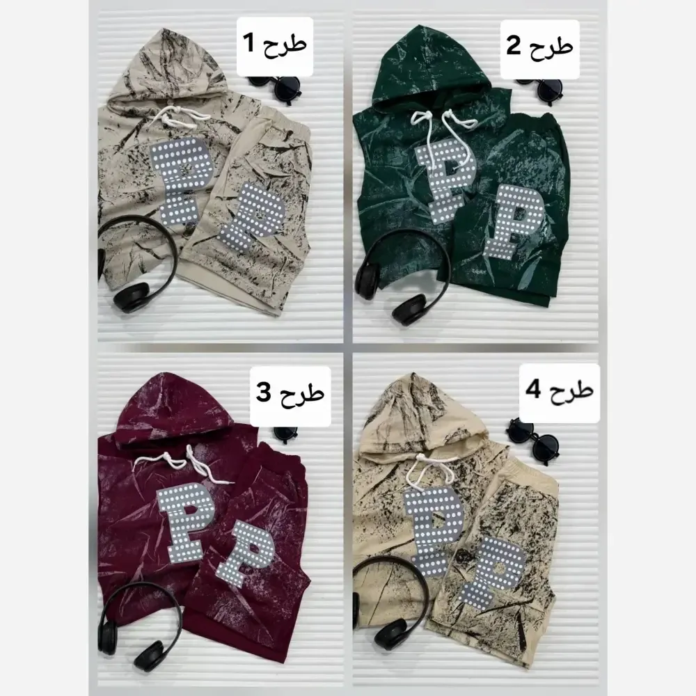 ست وست و شلوارک پاپا پنبه یکرو تیپ لاکرا سایز 45 طرح 1