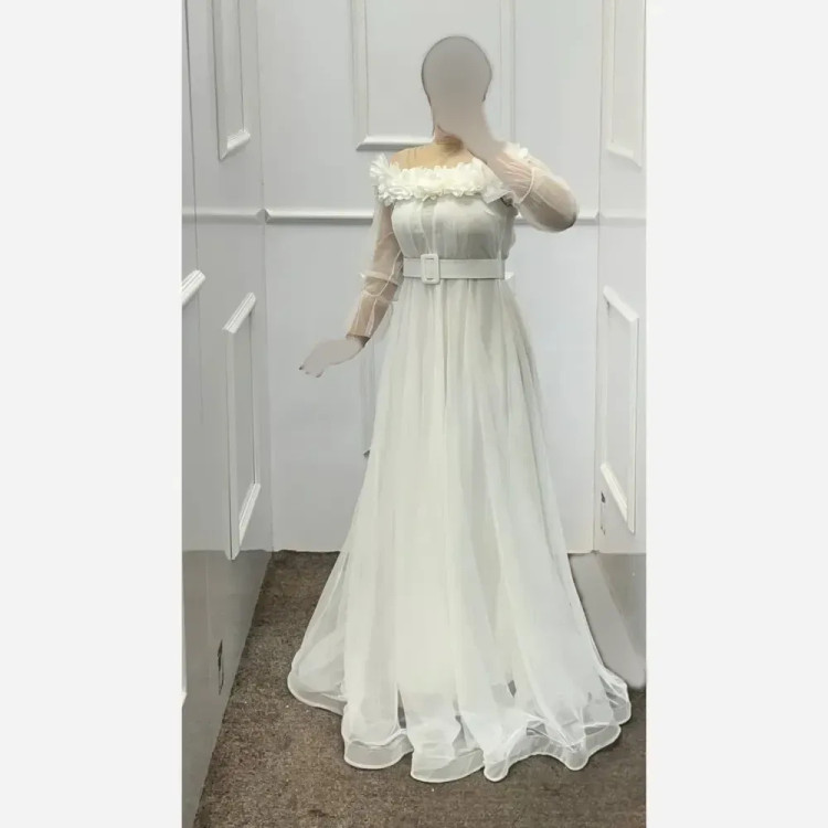 پیراهن بلند زنانه جنس تور کش کمربنددار رنگ بندی متنوع سایز 1 تا 5