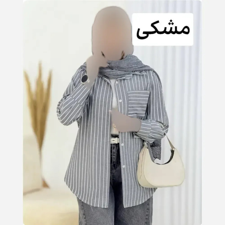 شومیز راه راه لینن دلوین جیبدار