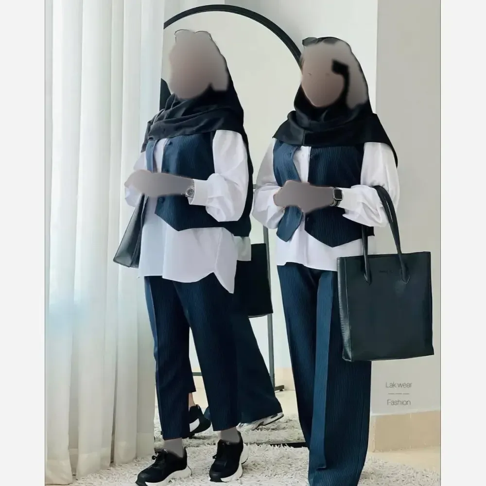 مانتو سه تیکه اداری و دانشجویی کت ژیله و شلوار جنس دیپلمات
