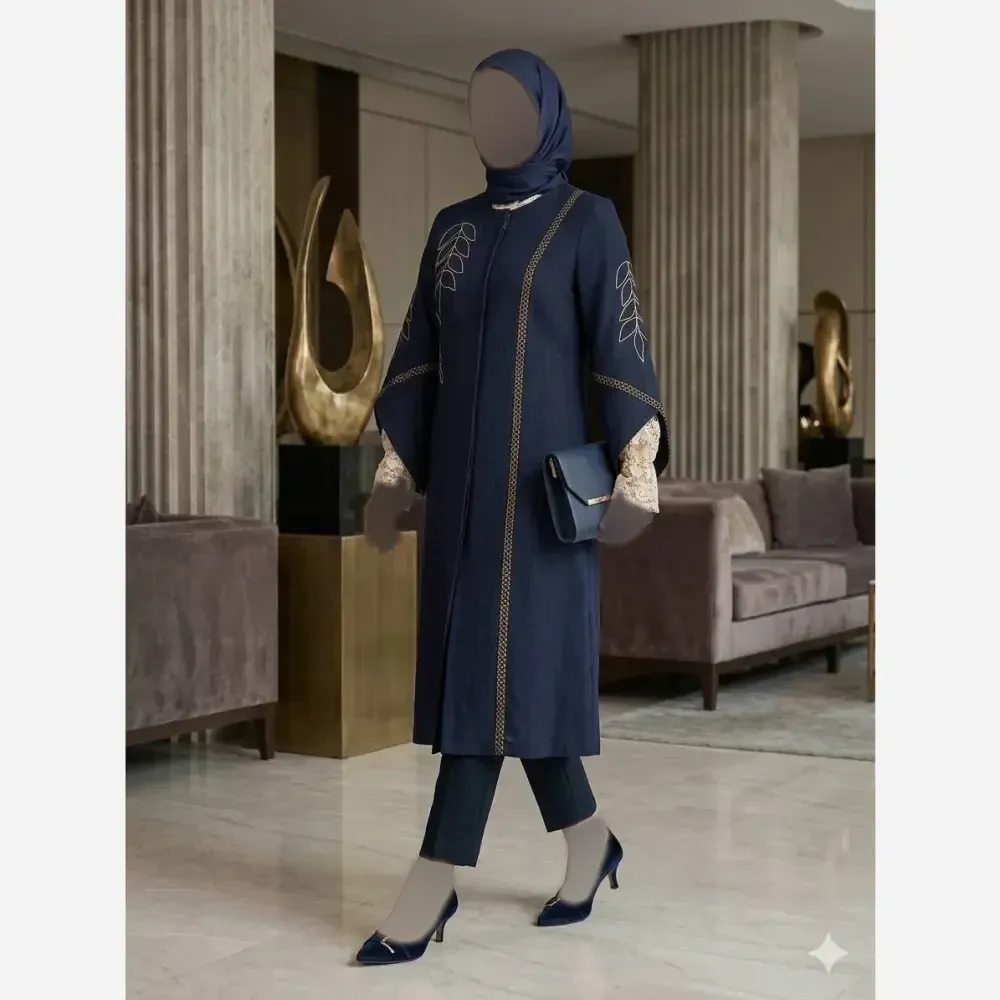 مانتو مجلسی دلبر گلدوزی شده پارچه شانتون اسلپ درجه یک