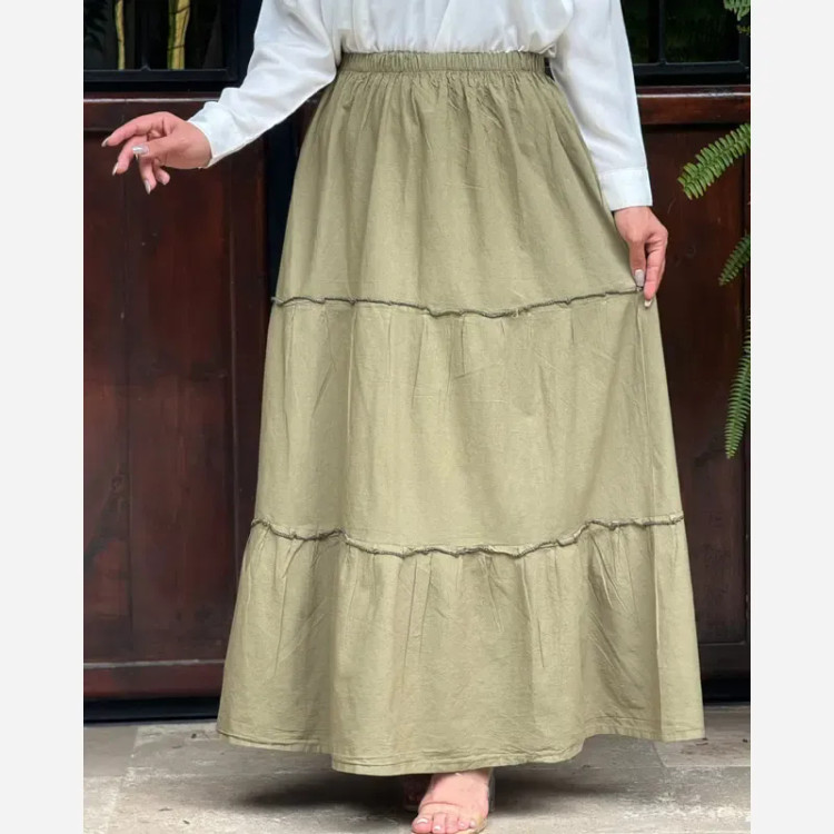 دامن الیاف طبقه ای زنانه فری سایز قد 100 سانت