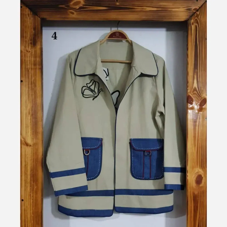 کت لینن زنانه طرح گلدوزی و تکه دوزی فری سایز