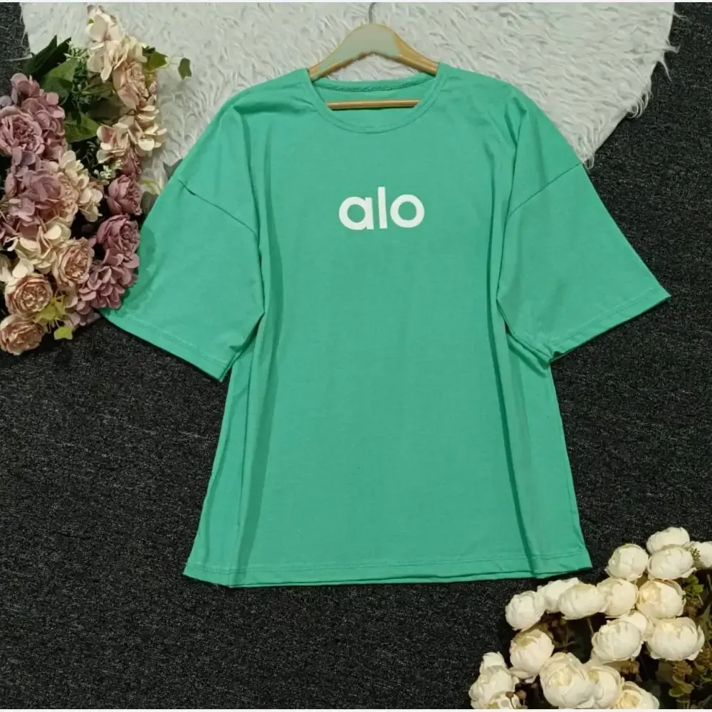 تیشرت لانگ نخ پنبه درجه یک طرح alo فری سایز (2)