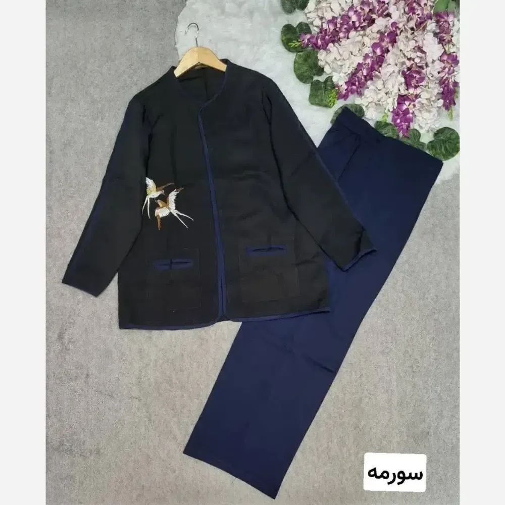 ست کت شلوار زنانه پرستو مدل بگ جنس مازراتی درجه یک سایز 36 تا 46 رنگ مشکی