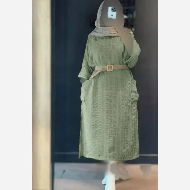 کفتان مجلسی کوک دوزی زنانه با کمربند کنفی