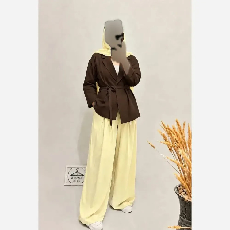 کت شلوار زنانه مازراتی کجراه طرح کالکشن بهار سایز بزرگ