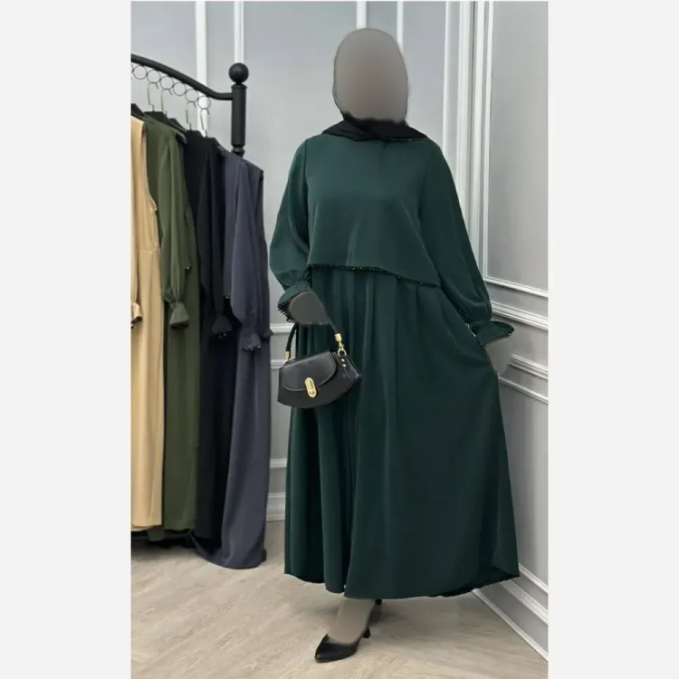 عبا زنانه مروارید دوزی شده مدل الیزه گرم بالا رنگ مشکی کله غازی نسکافه ای شکلاتی کرم سورمه ای