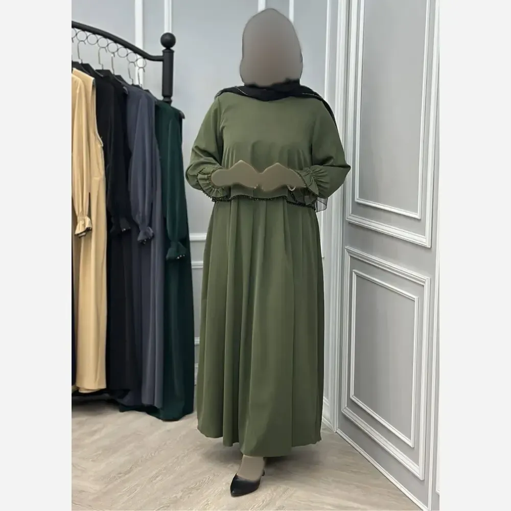 عبا زنانه مروارید دوزی شده مدل الیزه گرم بالا رنگ مشکی کله غازی نسکافه ای شکلاتی کرم سورمه ای