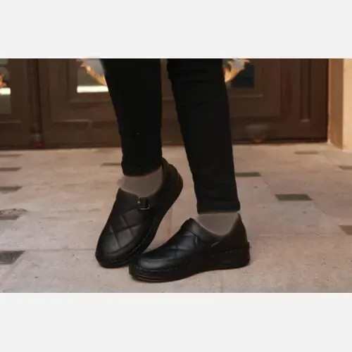 کفش طبی زنانه شطرنجی چرم صنعتی با کفی طبی و پد خارپاشنه سایز 37 تا 40