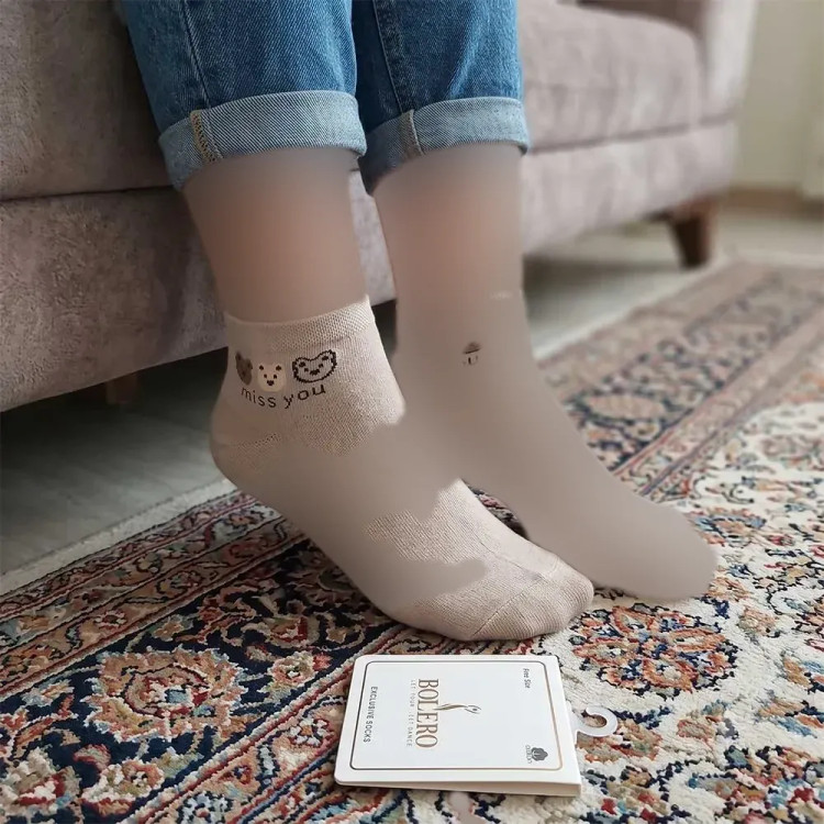 جوراب زنانه طرح تدی پنبه ای سایز 36 تا 40