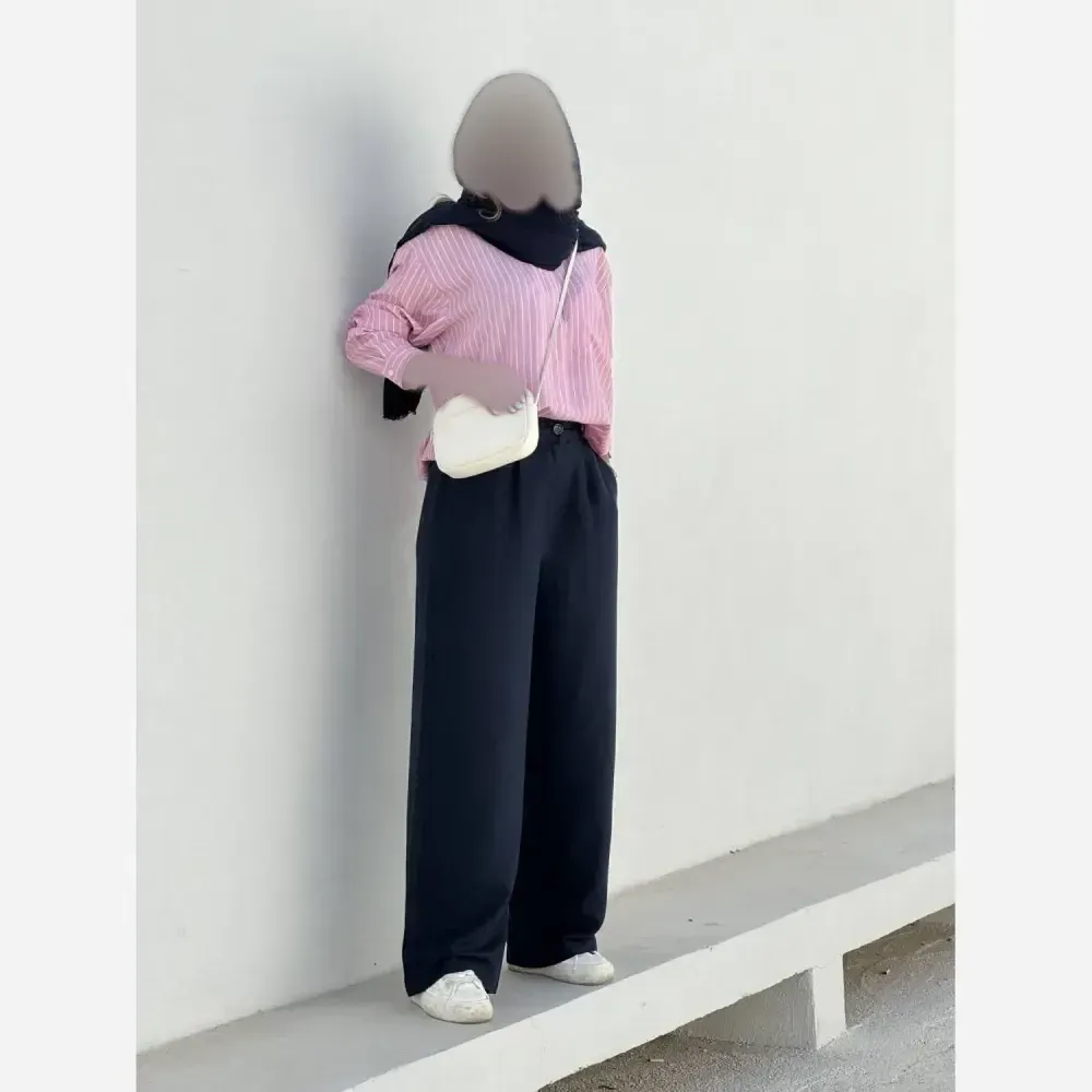 شلوار بگ لینن زنانه درجه یک کمرکش رنگ مشکی و سرمه ای سایز فری تا 50