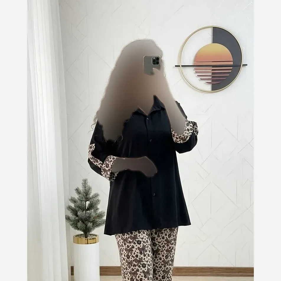 ست شلوار پلنگی جنس بوگاتی درجه یک فری سایز