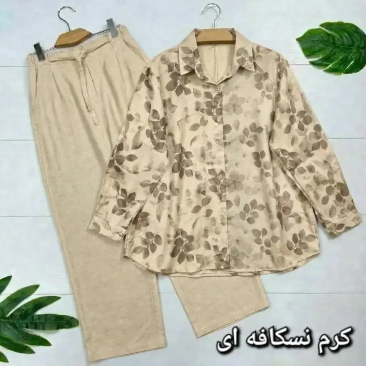 ست مانتو و شلوار زنانه مدل ونوس جنس شانتون درجه یک سایز فری 38 تا 46 (2)
