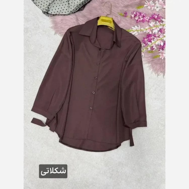شومیز گره ای زنانه جنس پری خنک و سبک سایز فری 38 تا 48