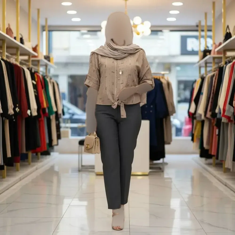 شومیز گره ای سوفیا دیپلمات لمه ای فری سایز مدل miu