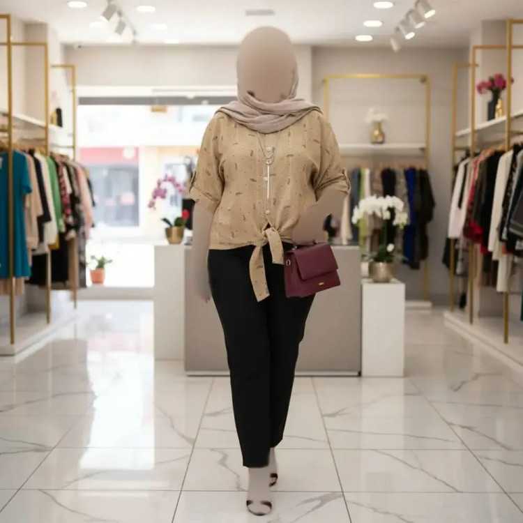 شومیز گره ای سوفیا دیپلمات لمه ای فری سایز مدل miu