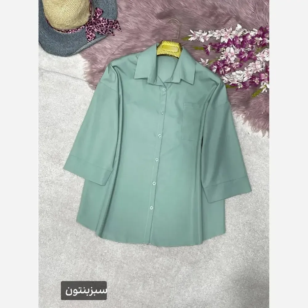 شومیز تک جیب زنانه جنس پری خنک و سبک سایز فری 38 تا 48
