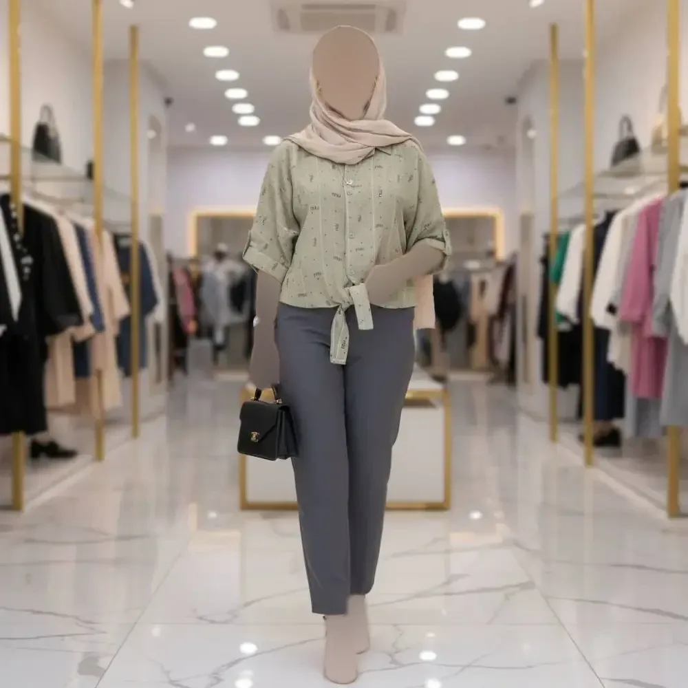 شومیز گره ای سوفیا دیپلمات لمه ای فری سایز مدل miu