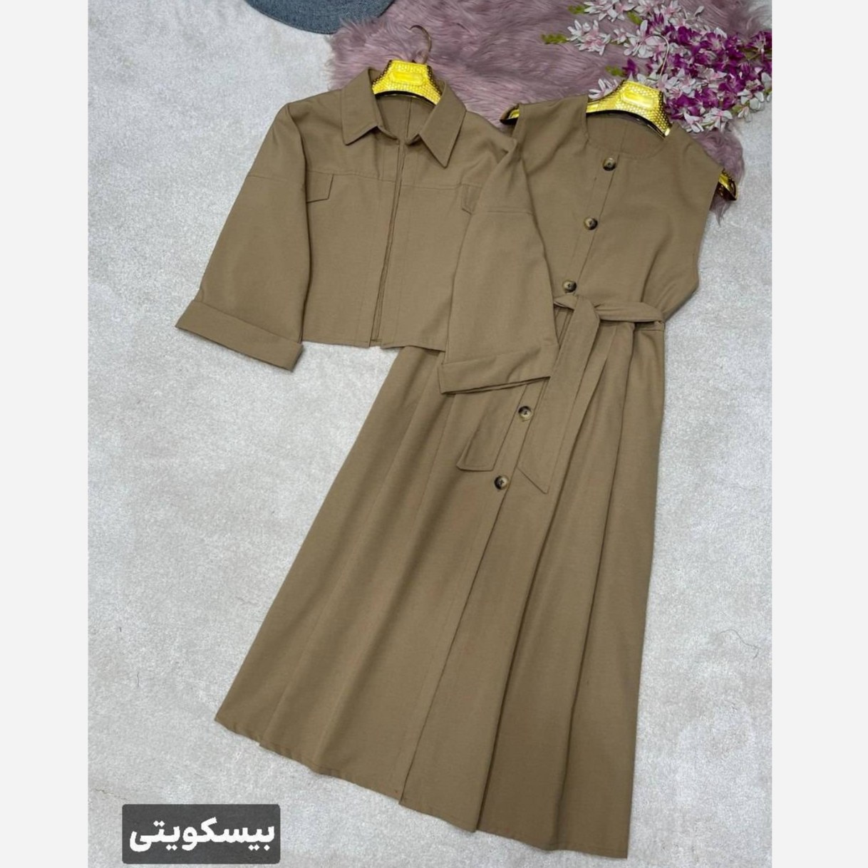 ست دوتیکه لینن زنانه مدل خاتون سایز فری 38 تا 46
